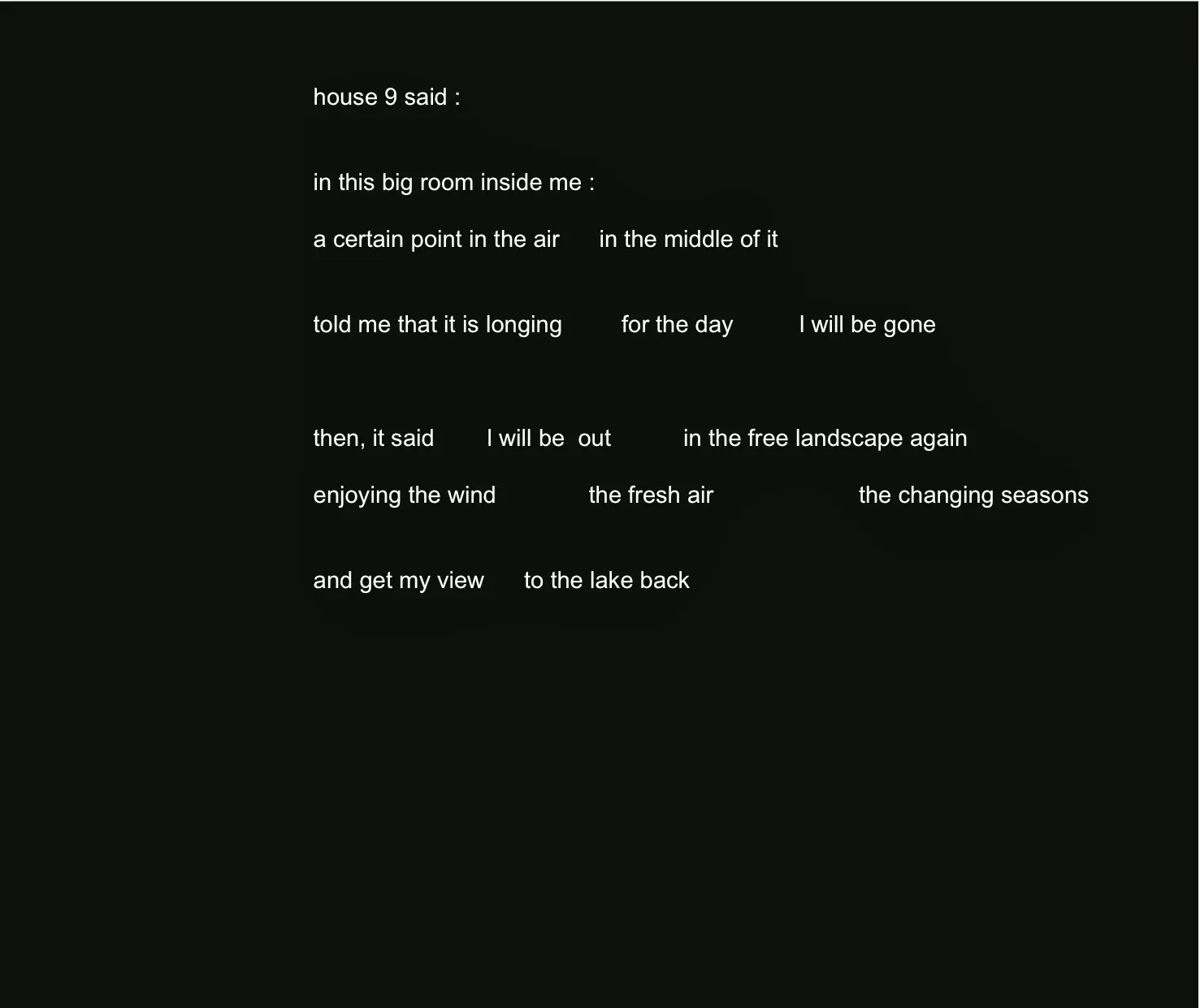 Visual graphic representing an architectural concept poem titled 'Construction Today'